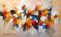 Mashkoor Raza, 30 x 48 Inch, Oil on Canvas, Abstract Painting, AC-MR-533